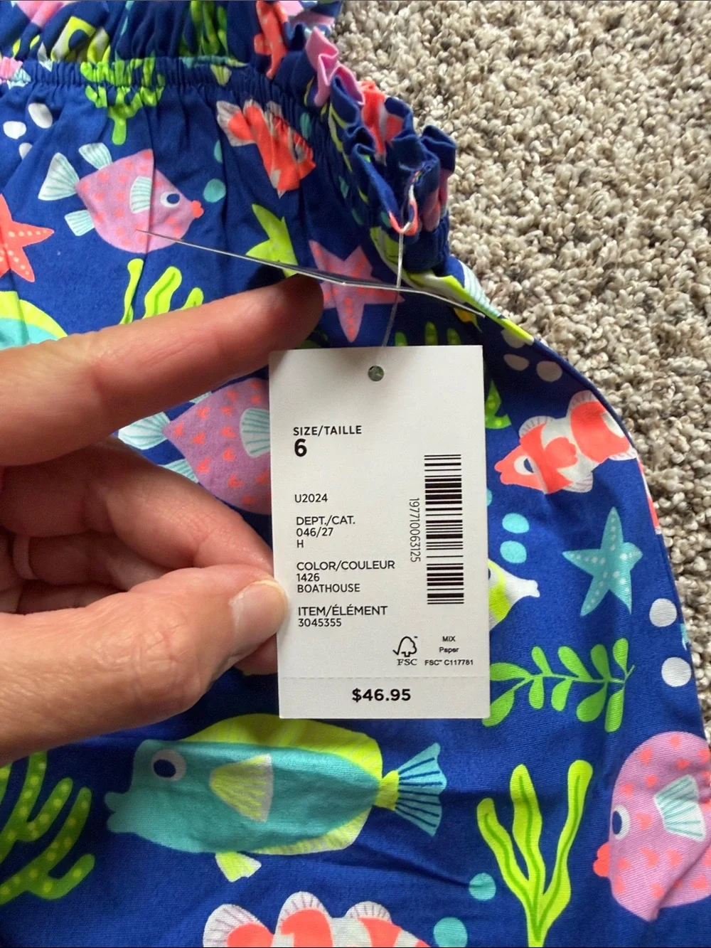 NWT Gymboree Girls' Navy Tropical Fish Splish Splash Ruffle Skirted Dress size 6